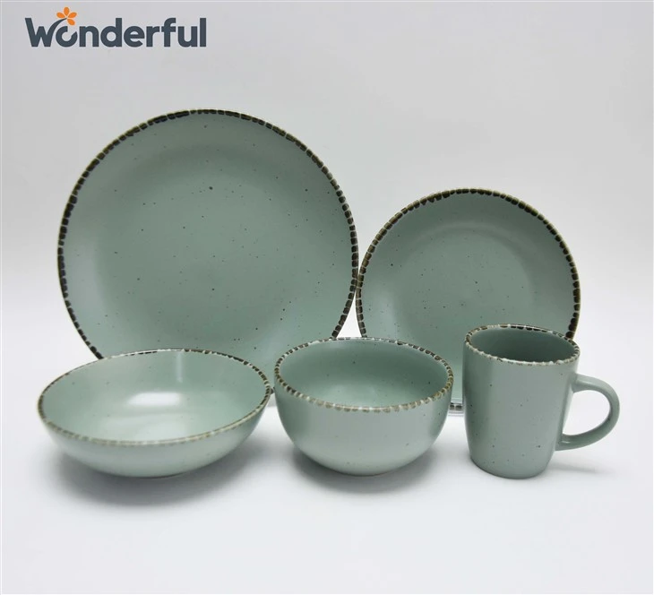 Rustic Stoneware Dinnerware Set – Speckled Glaze, Handcrafted Rim, Microwave & Dishwasher Safe high quality