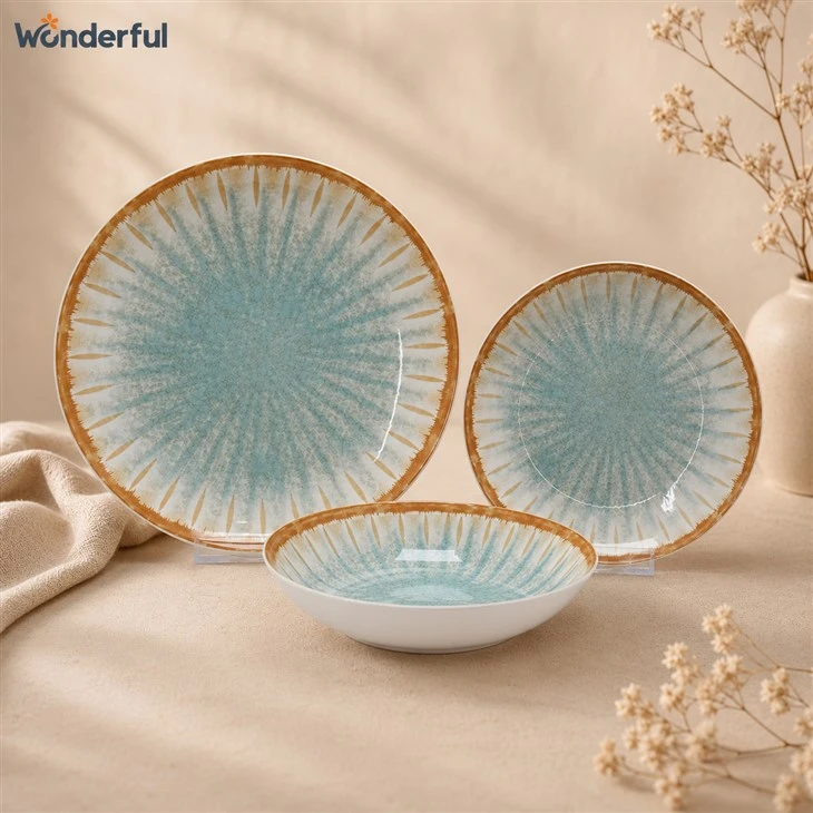 Restaurant Cutlery Mint Green Plates Set suppliers