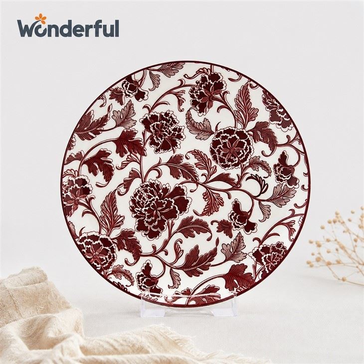 12PCS-Vintage Scroll Floral Printed Ceramic Dinnerware Set best