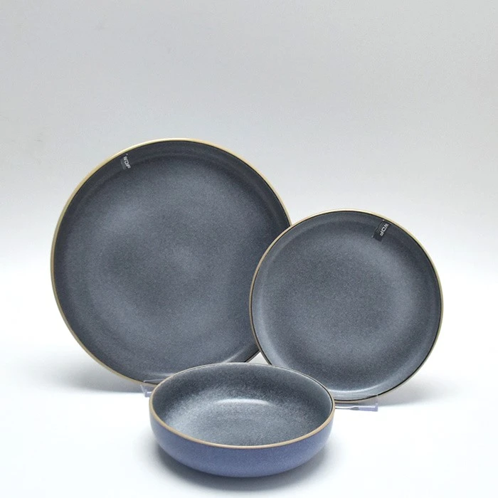 16pcs Round Reactive Glaze Ceramic Set