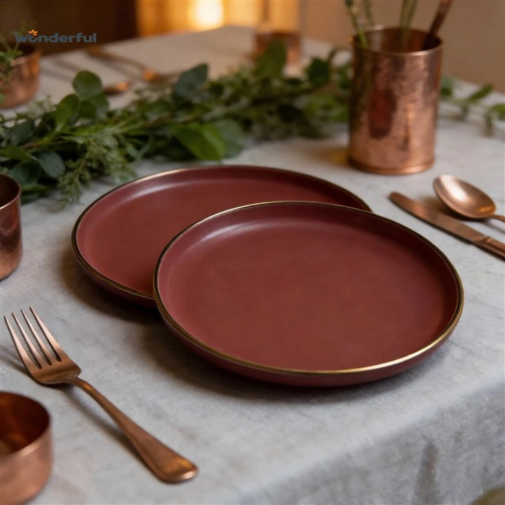 Burgundy Brown .Terracotka Matte Stoneware Dinnerware Set factory