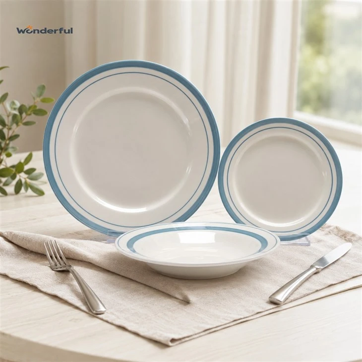 Coastal Blue Rim Ceramic Dinnerware Set high quality