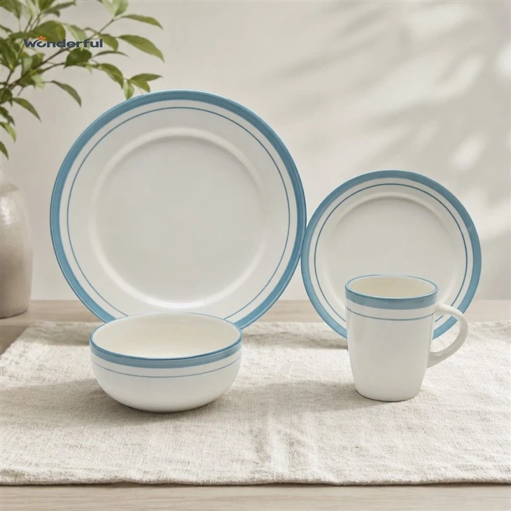 Coastal Blue Rim Ceramic Dinnerware Set best