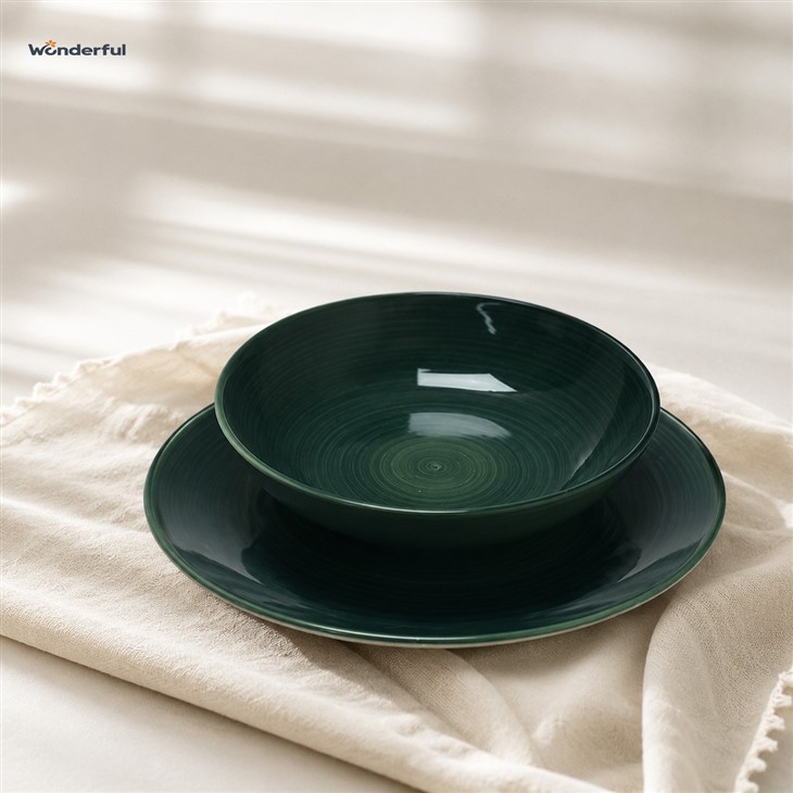 Deep Green Swirl Stoneware Dinnerware Set suppliers