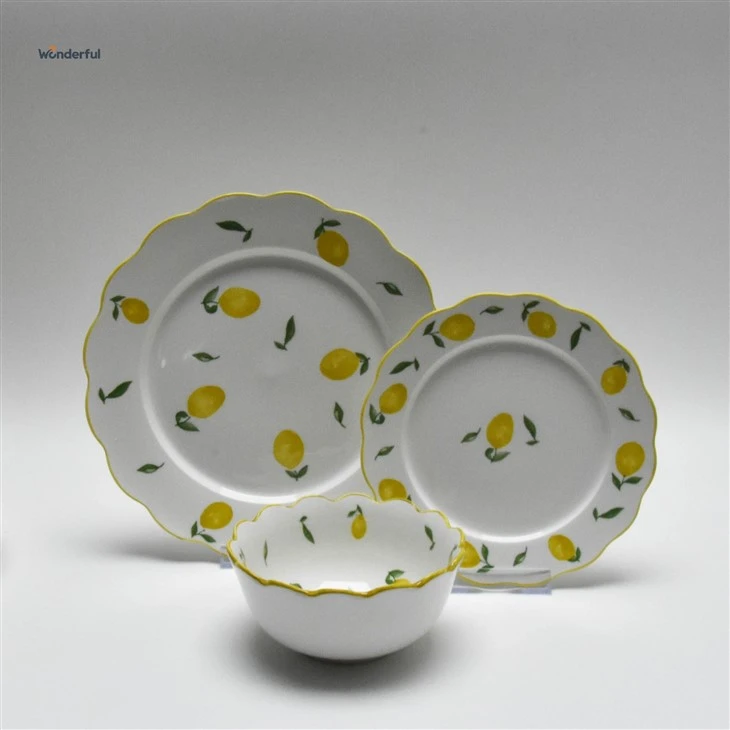 Lemon Print Ceramic Dinnerware Set factory