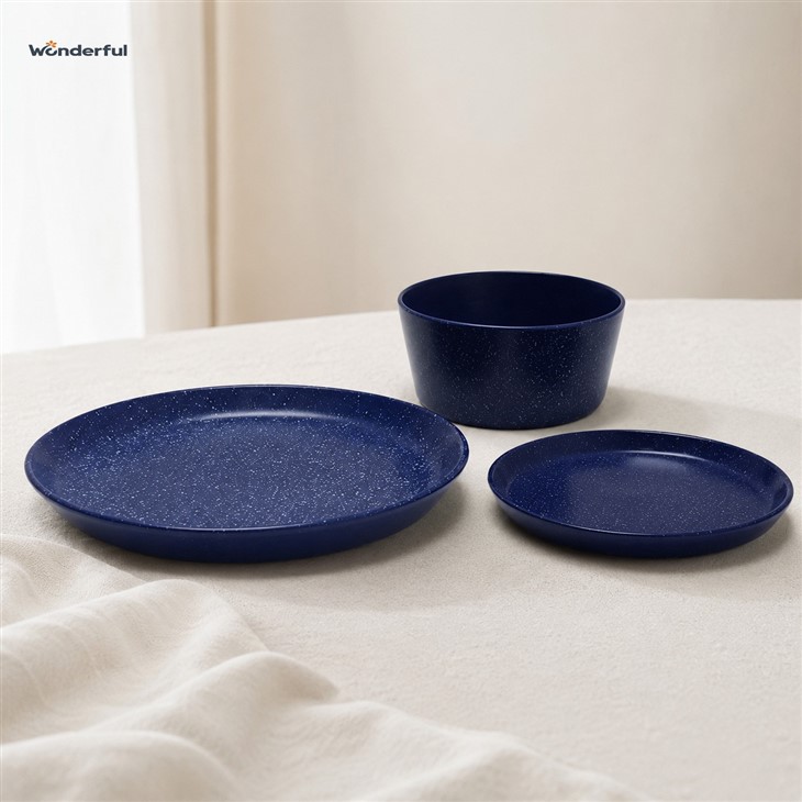 Midnight Blue Speckled Stoneware Dinnerware Set factory