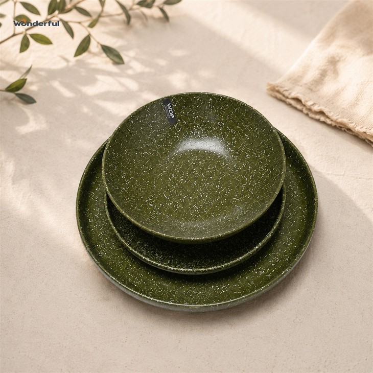 Olive Green Speckled Stoneware Dinnerware Set factory