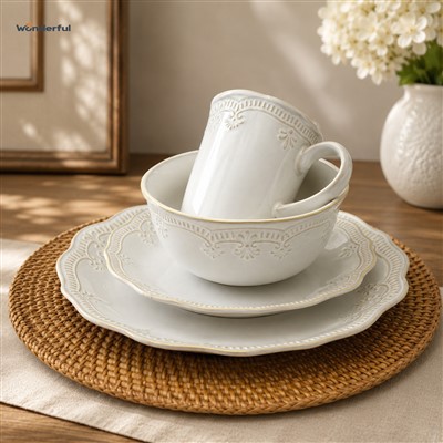 White Embossed Dinnerware