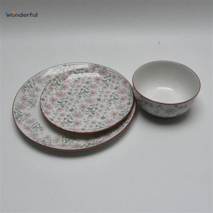 Pink Floral Ceramic Dinnerware Set
