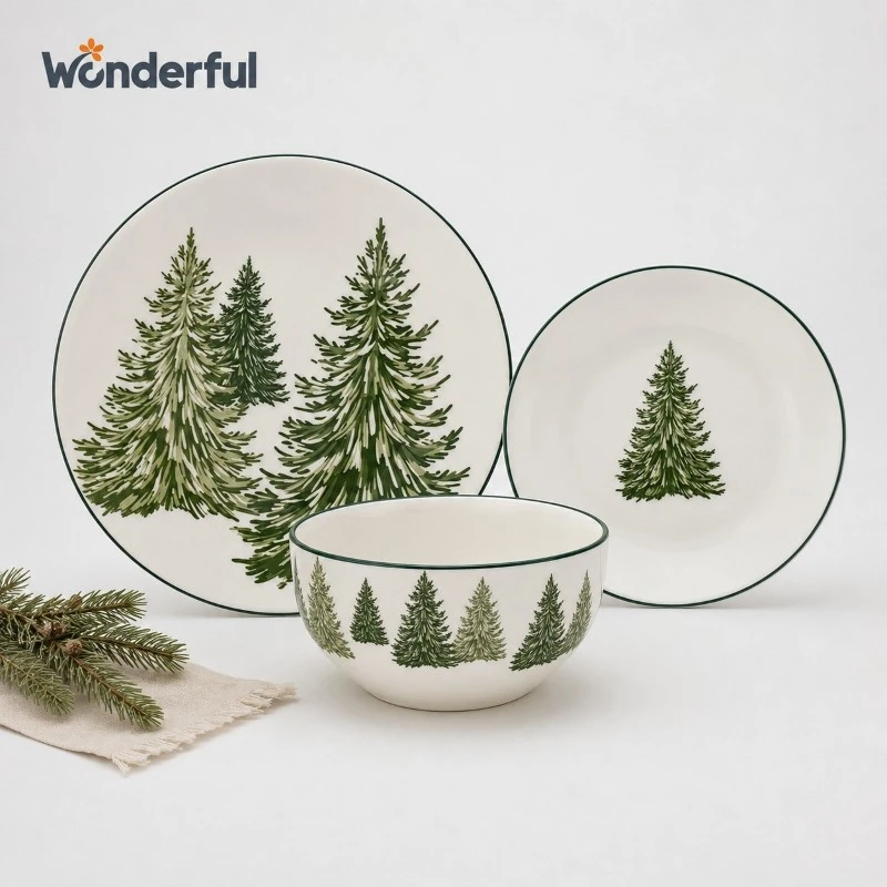 product-1254-125412PCS-Evergreen Pine Tree Pad Printing Ceramic Dinnerware Set product-1254-125412PCS-Evergreen Pine Tree Pad Printing Ceramic Dinnerware Set