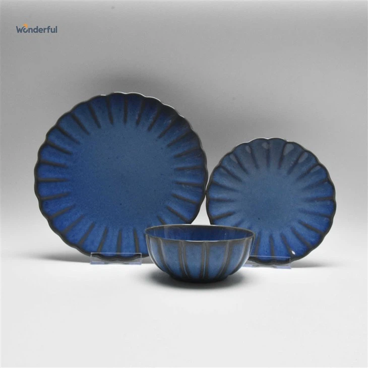 Scallop-Textured Reactive Glaze Best Stoneware Dinnerware Set best