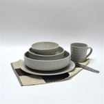 Embossed White Stoneware Dish Set for 6