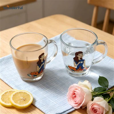 13oz Cartoon Cat & Girl Printed Glasses