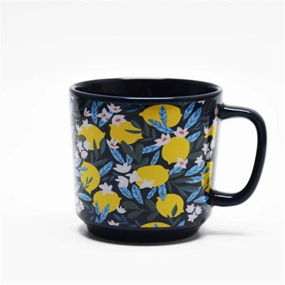 470cc Wholesale Pad Printing Lemon Tree Solid Color Ceramic Coffee Mug