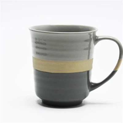 495cc Wholesale Two Tone Color Glaze Irregular Stoneware Coffee Mug