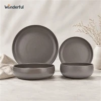 Matte Speckled Solid Color Stoneware Dinner Set