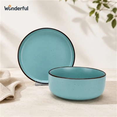 Matte Speckled Turquoise Stoneware Tableware Set