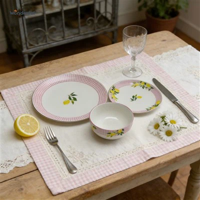 Pastel Picnic-Chic Lemon Dinnerware Set