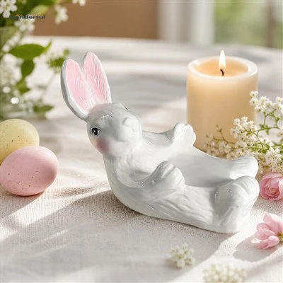 Reclining Bunny Ceramic Storage Dish Easter Decor