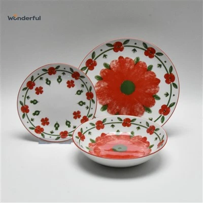 Red Floral Ceramic Dinnerware Set Red Floral Ceramic Dinnerware Set