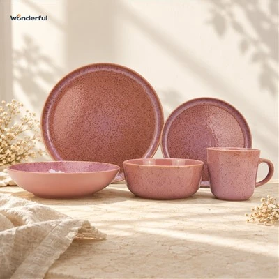 Speckled Reactive Glaze Kiln Transformation Stoneware Tableware Set