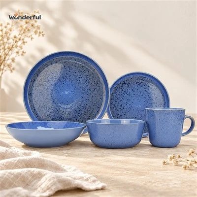Speckled Reactive Glaze Kiln Transformation Stoneware Tableware Set