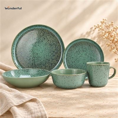 Speckled Reactive Glaze Kiln Transformation Stoneware Tableware Set