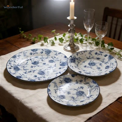 Vintage Manor Blue Floral Ceramic Dinnerware
