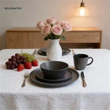 Wonderful Embosed Matte Charcoal Concentric Ceramic Dinnerware
