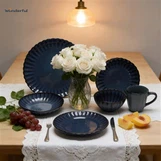 Wonderful Reactive Glazed Fluted Ceramic Dinnerware