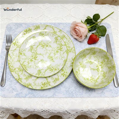 Wonderful Sage Green Botanical Sketch Ceramic Dinnerware
