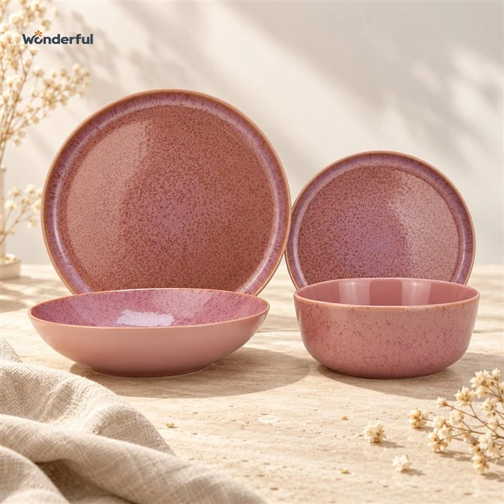 Speckled Reactive Glaze Kiln Transformation Stoneware Tableware Set best