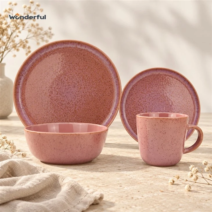 Speckled Reactive Glaze Kiln Transformation Stoneware Tableware Set high quality