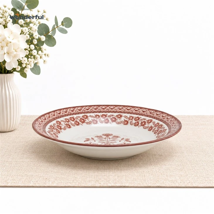 Vintage Red Floral Scalloped Ceramic Dinnerware Plate Set best