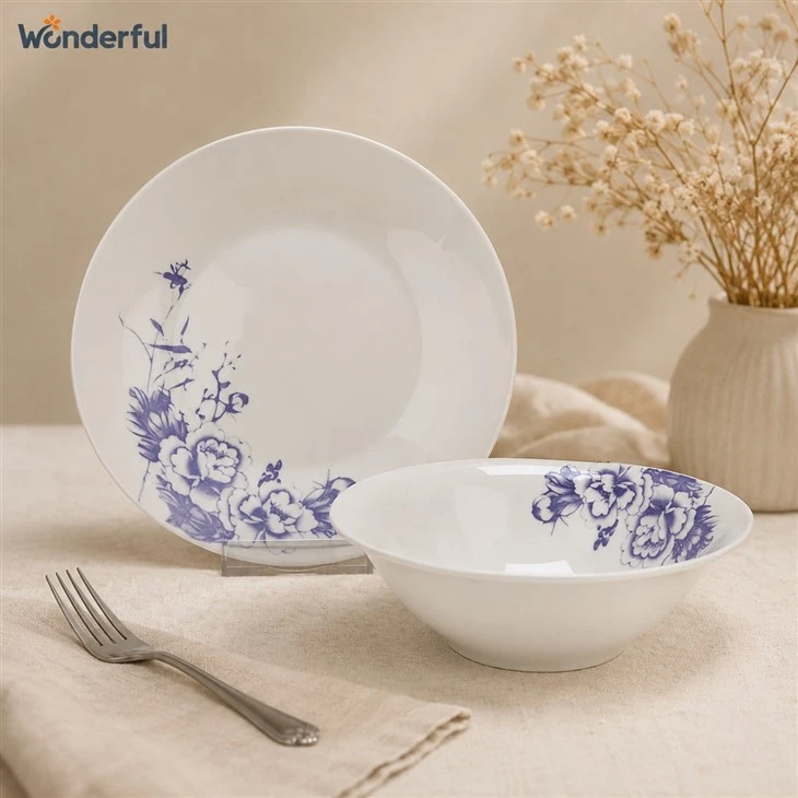 Violet Blue Peony China Tableware Set