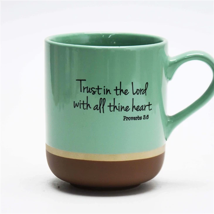Wholesale Green Color Glazed Pad Printing Ceramic Coffee Mug