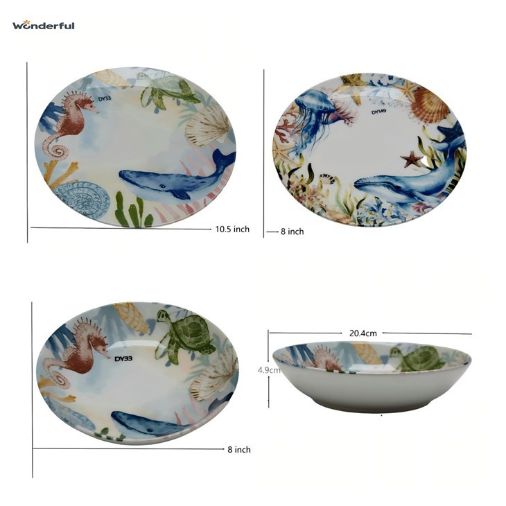 Wonderful 3D-Printed Watercolor Ocean Life Ceramic Dinnerware price
